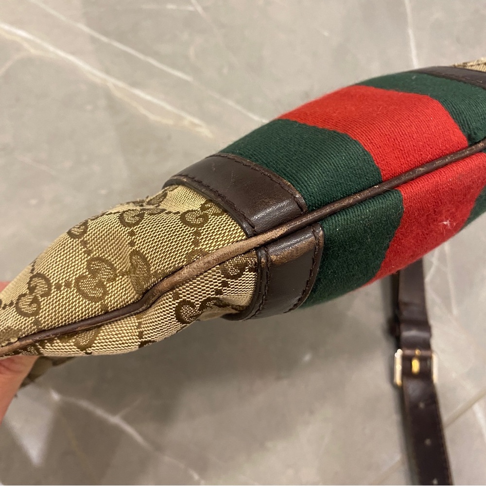 AUTHENTIC 💕Gucci💕 GG Canvas Web Half Moon Hobo Bag - Picture 16 of 16